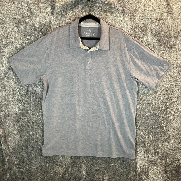 Free Fly Polo Shirt Mens 2XL Gray Performance Golf Bamboo Stretch Outdoor Light - Picture 1 of 7